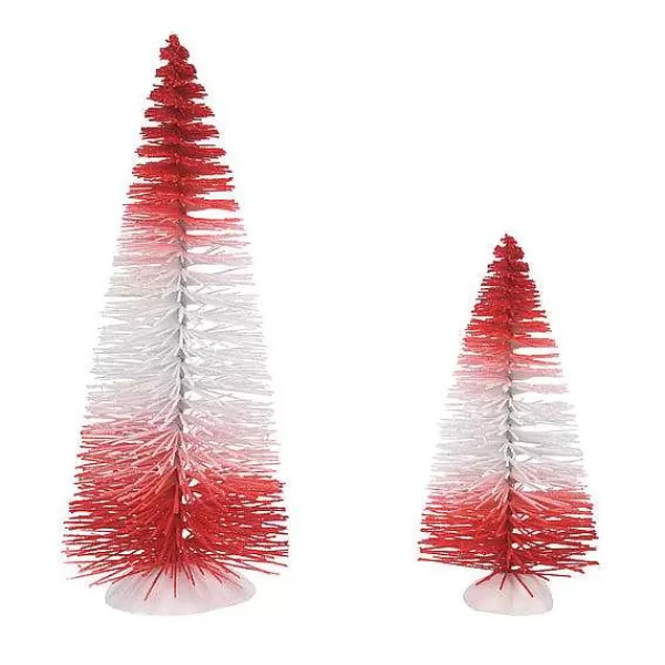 Department 56 Village Accessories<Peppermint Stripe Trees Set2