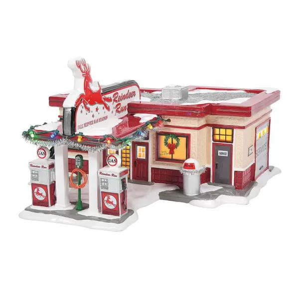 Department 56 Original Snow Village<Reindeer Gas Station